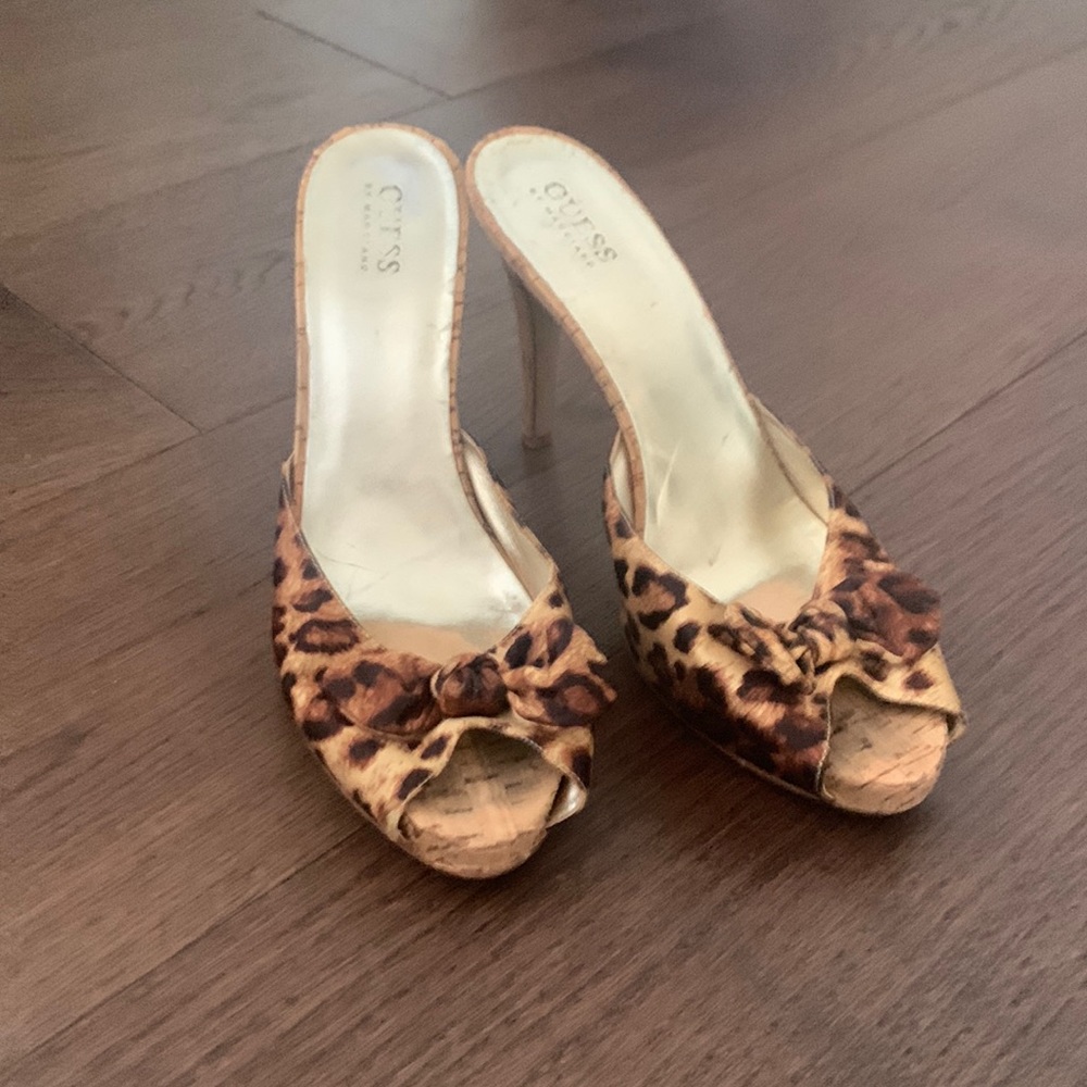 Guess by Marciano cheetah/leopard and cork heels
